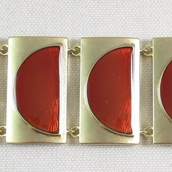 NWOT Jewelmint Gold Panel Bracelet with Enamel Moons, Mod, 60's, Statement - Picture 4 of 5